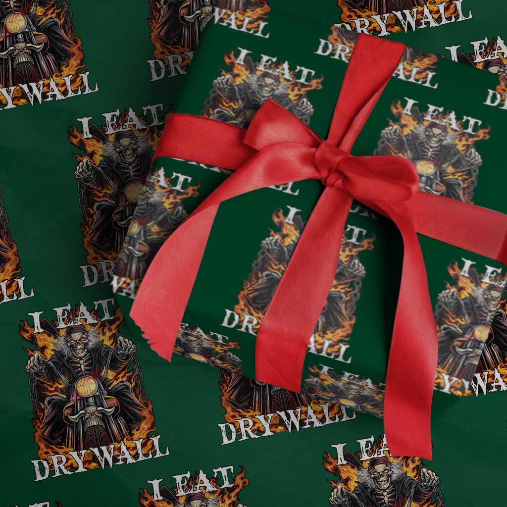 Funny Cringe Hard Skeleton Meme Wrapping Paper Roll I Eat Drywall TS02 Green Print Your Wear