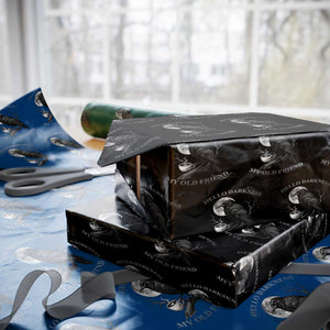 Funny Crow Coffee Wrapping Paper Roll Raven Spooky Halloween Hello Darkness My Old Friend TS10 Black Print Your Wear