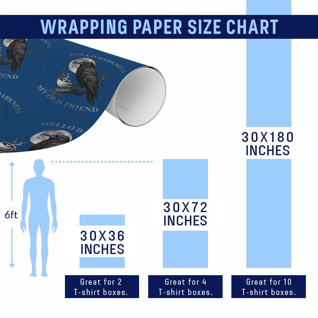 Funny Crow Coffee Wrapping Paper Roll Raven Spooky Halloween Hello Darkness My Old Friend TS10 Print Your Wear
