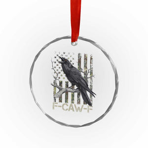 Funny Crow Crystal Glass Ornament F-Caw-F Raven Camo USA Flag Adult Humor TS10 Print Your Wear
