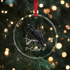 Funny Crow Crystal Glass Ornament F-Caw-F Raven Camo USA Flag Adult Humor TS10 Print Your Wear