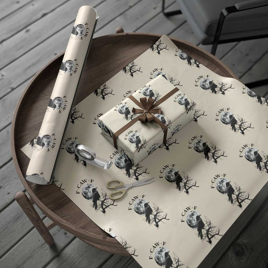 Funny Crow F Caw F Wrapping Paper Roll Gothic Raven and Moon TS02 Beige Print Your Wear