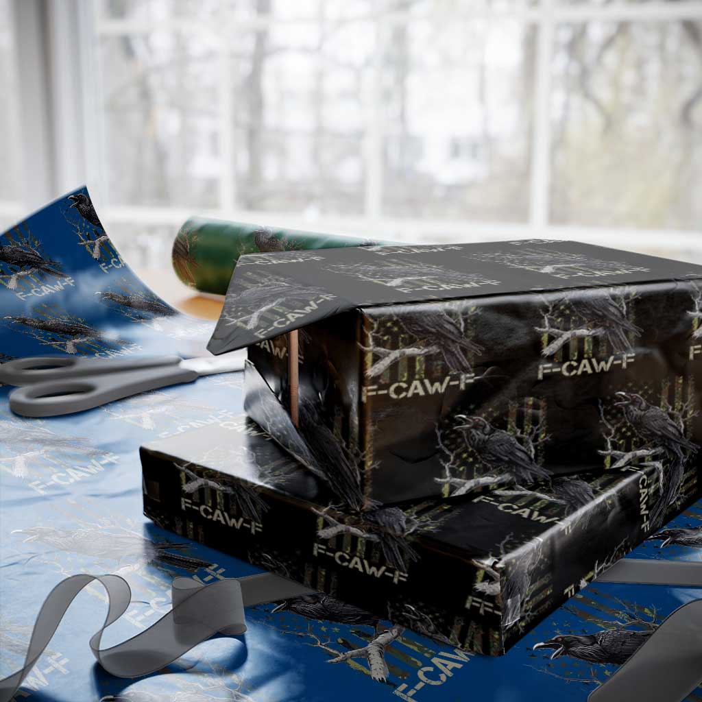 Funny Crow Wrapping Paper Roll F-Caw-F Raven Camo USA Flag Adult Humor TS10 Black Print Your Wear