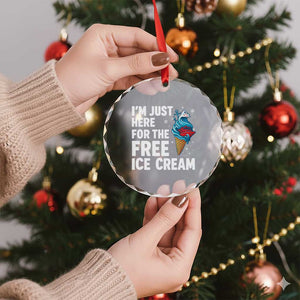 Funny Cruise Crystal Glass Ornament I Am Just Here For The Free Ice Cream TS14 Print Your Wear