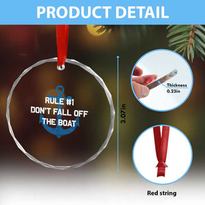 Funny Cruise Crystal Glass Ornament Rule #1 Dont Fall Off The Boat - Print Your Wear