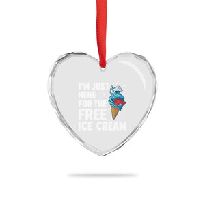 Funny Cruise Heart Crystal Glass Ornament I Am Just Here For The Free Ice Cream TS14 Print Your Wear