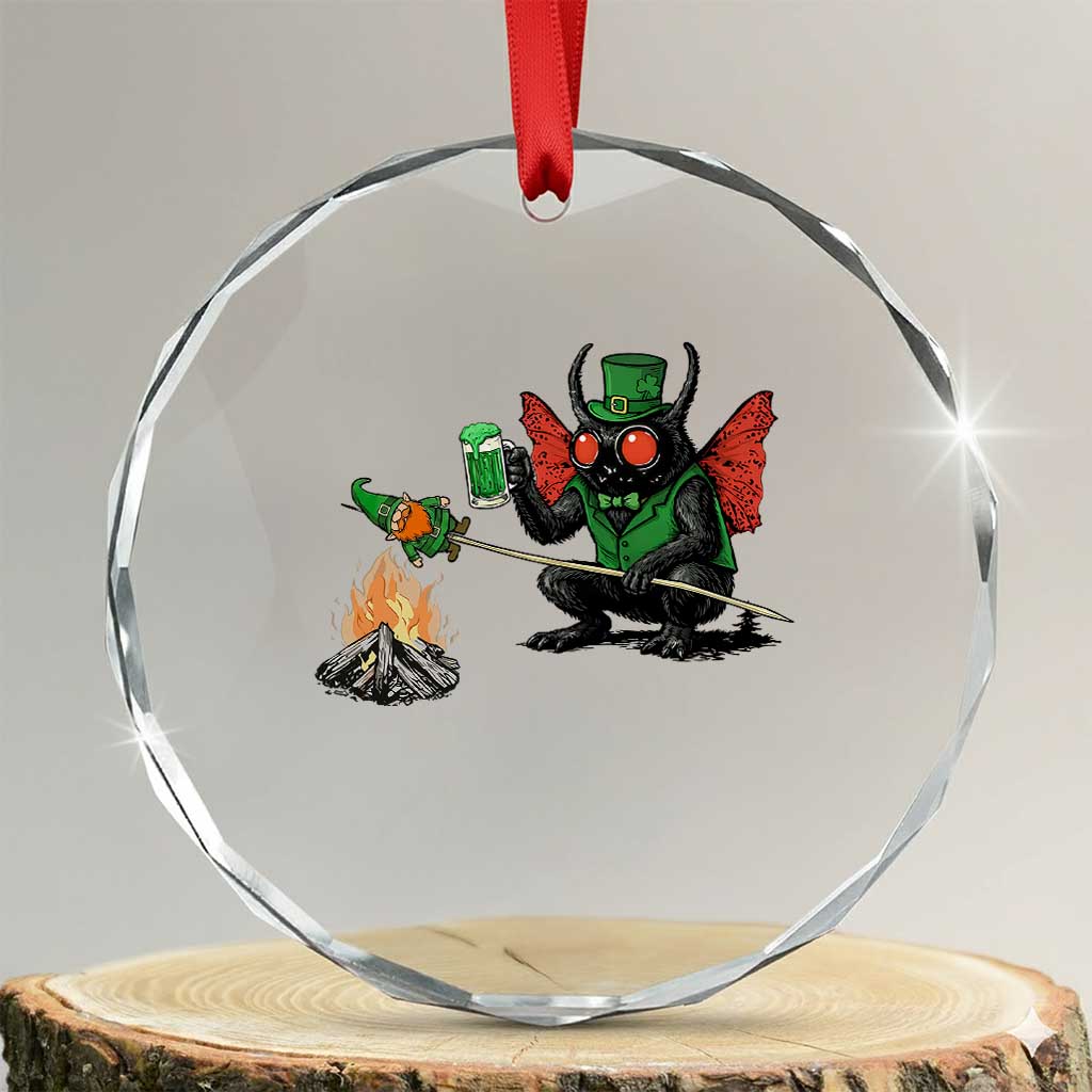 Funny Cryptid Mothman Crystal Glass Ornament St Patricks Day Gift TS12 Transparent Glass 3'' Circle Print Your Wear