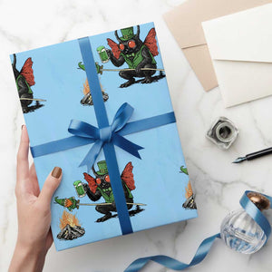 Funny Cryptid Mothman Wrapping Paper Roll St Patricks Day Gift TS12 Light Blue Print Your Wear
