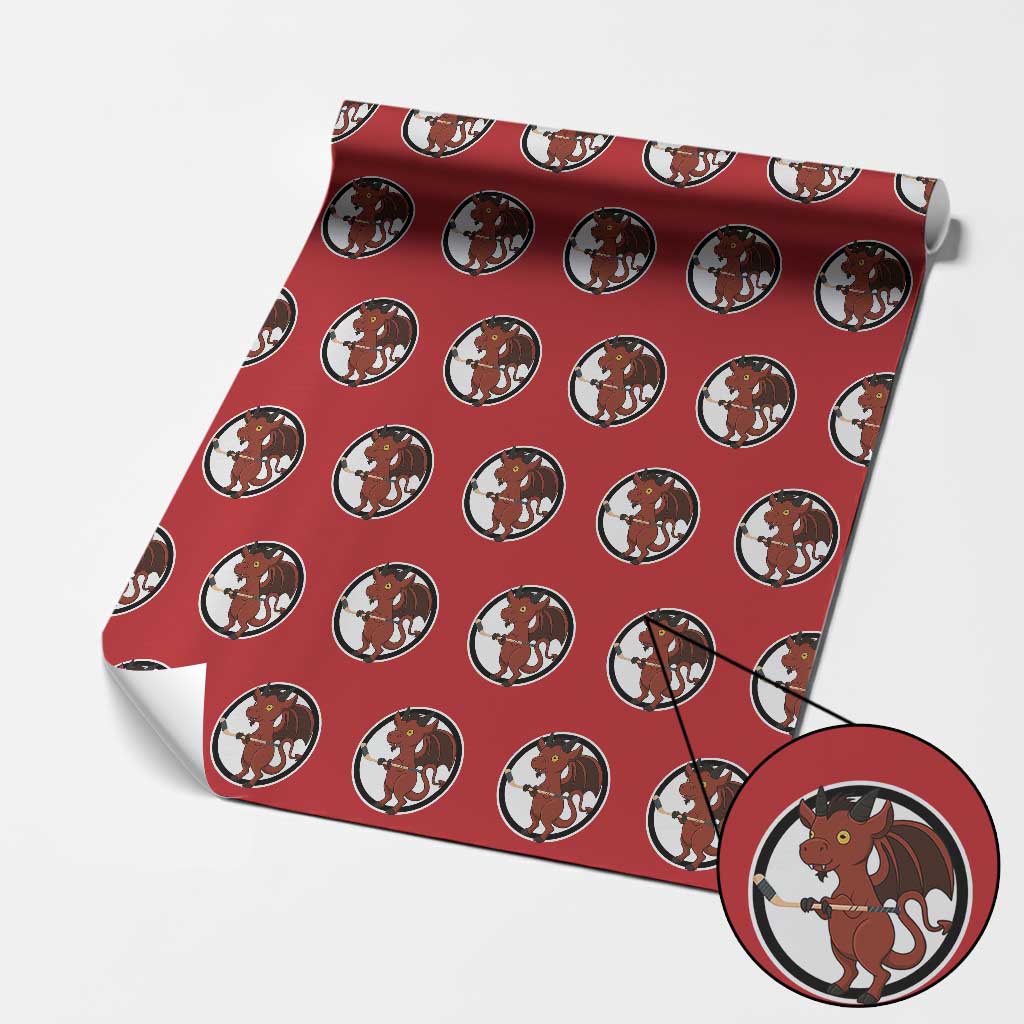 Funny Cryptid Sports Gift Wrapping Paper Roll Jersey Devil Playing Ice Hockey TS12 Red Print Your Wear