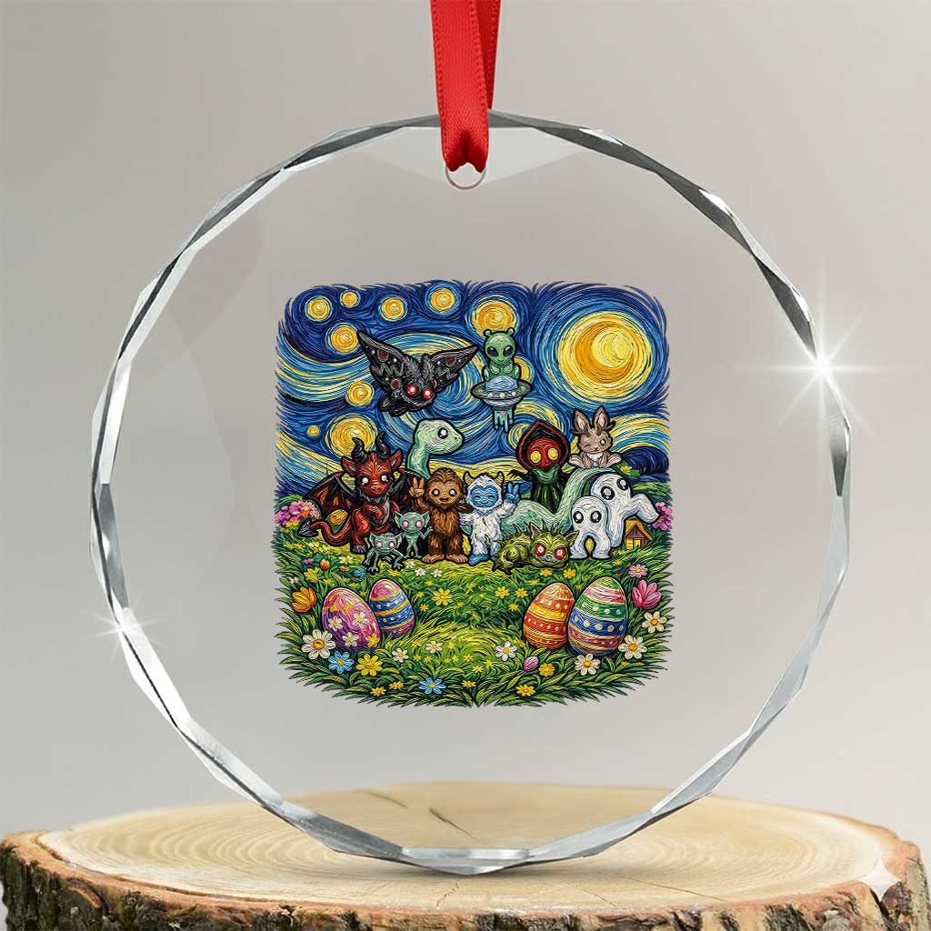 Funny Cryptid Starry Night Easter Crystal Glass Ornament Monster Lover Gift TS12 Transparent Glass 3'' Circle Print Your Wear