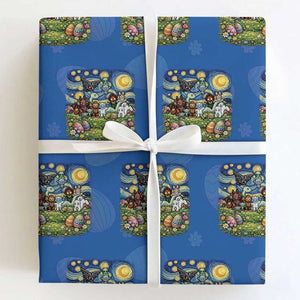 Funny Cryptid Starry Night Easter Wrapping Paper Roll Monster Lover Gift TS12 Royal Blue Print Your Wear