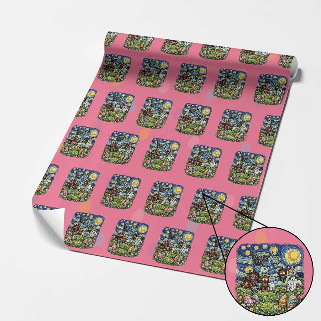 Funny Cryptid Starry Night Easter Wrapping Paper Roll Monster Lover Gift TS12 Pink Print Your Wear