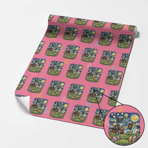 Funny Cryptid Starry Night Easter Wrapping Paper Roll Monster Lover Gift TS12 Pink Print Your Wear