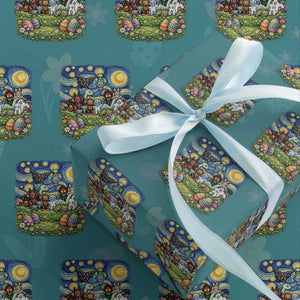 Funny Cryptid Starry Night Easter Wrapping Paper Roll Monster Lover Gift TS12 Teal Print Your Wear