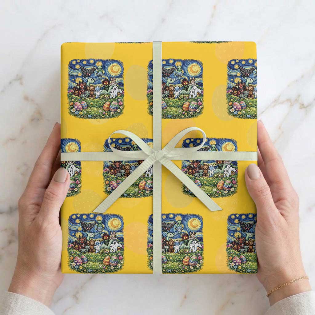 Funny Cryptid Starry Night Easter Wrapping Paper Roll Monster Lover Gift TS12 Yellow Print Your Wear