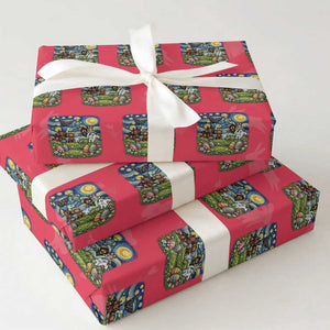 Funny Cryptid Starry Night Easter Wrapping Paper Roll Monster Lover Gift TS12 Red Print Your Wear