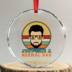 Funny Crypto Dad Crystal Glass Ornament Just Like A Normal Dad But Way Cooler Cryptocurrency Retro - Print Your Wear