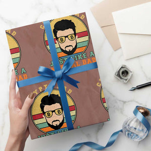 Funny Crypto Dad Wrapping Paper Roll Just Like A Normal Dad But Way Cooler Cryptocurrency Retro TS02 Mocha Print Your Wear