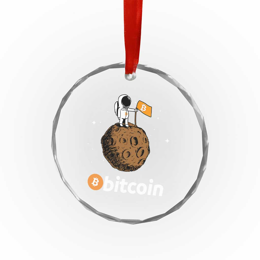 Funny Crypto Investing Crystal Glass Ornament Bitcoin BTC Crypto to the Moon Graphic Featuring Astronaut TS02 Print Your Wear