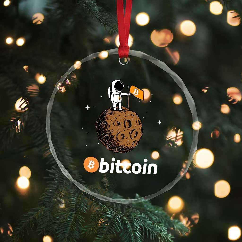Funny Crypto Investing Crystal Glass Ornament Bitcoin BTC Crypto to the Moon Graphic Featuring Astronaut TS02 Print Your Wear