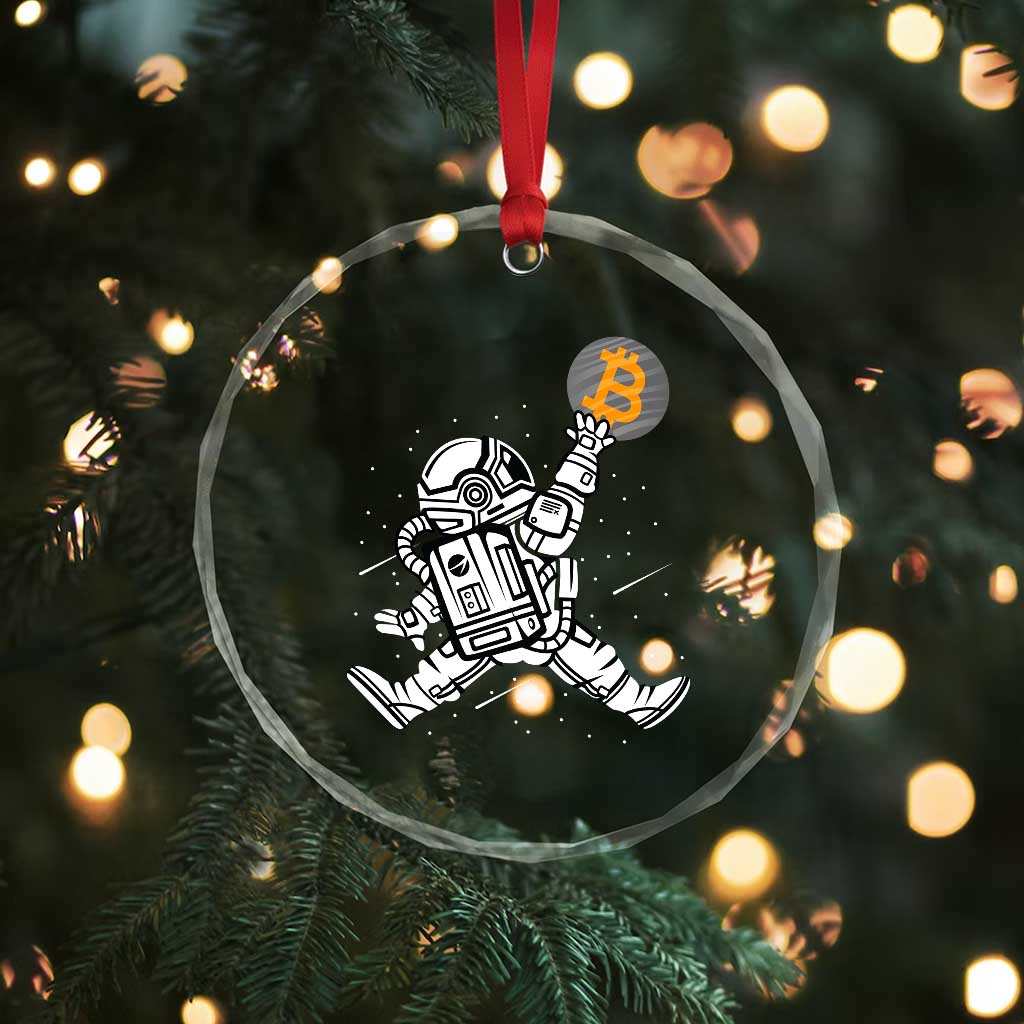 Funny Crypto Investing Crystal Glass Ornament Bitcoin HODL BTC Astronaut Trader TS02 Print Your Wear