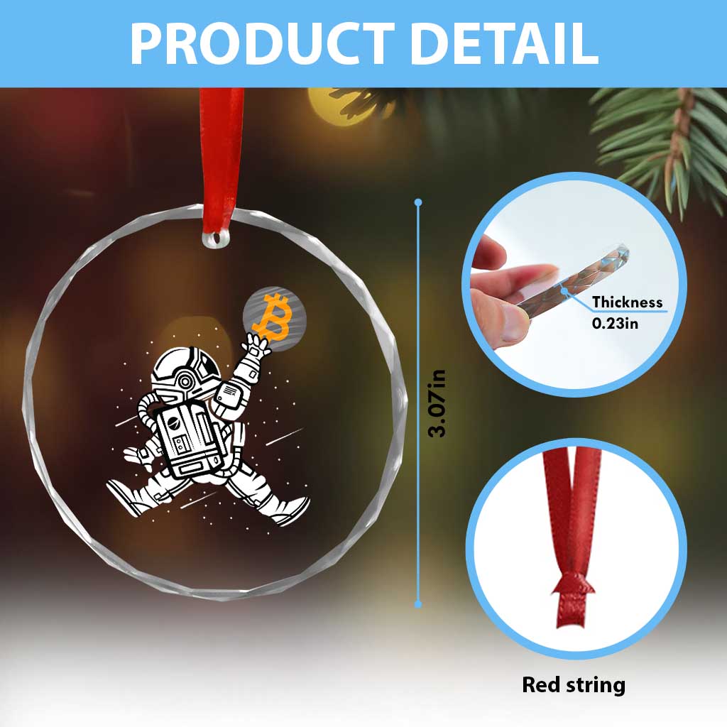 Funny Crypto Investing Crystal Glass Ornament Bitcoin HODL BTC Astronaut Trader TS02 Print Your Wear