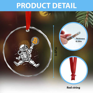 Funny Crypto Investing Crystal Glass Ornament Bitcoin HODL BTC Astronaut Trader TS02 Print Your Wear