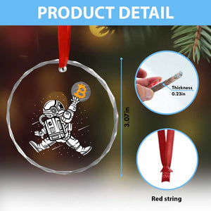 Funny Crypto Investing Crystal Glass Ornament Bitcoin HODL BTC Astronaut Trader - Print Your Wear