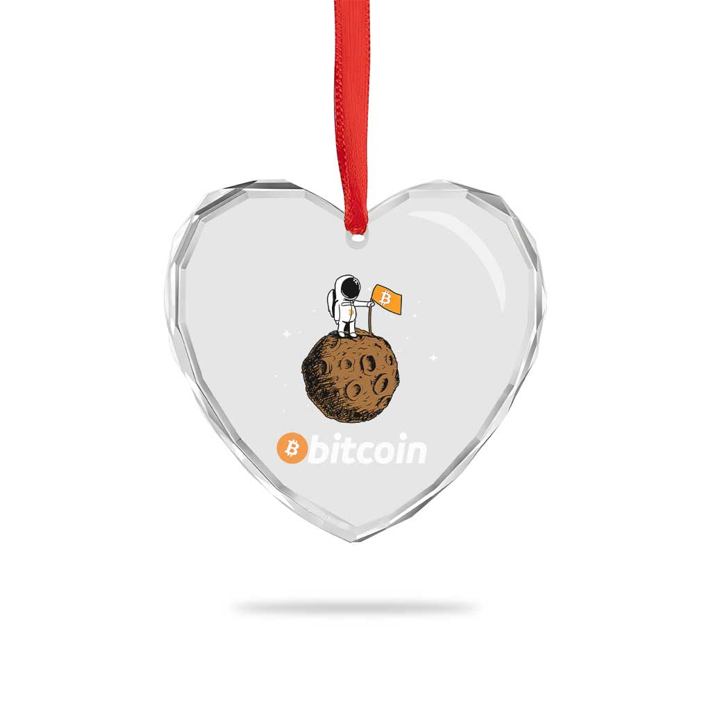 Funny Crypto Investing Heart Crystal Glass Ornament Bitcoin BTC Crypto to the Moon Graphic Featuring Astronaut TS02 Print Your Wear