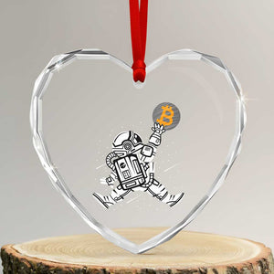 Funny Crypto Investing Heart Crystal Glass Ornament Bitcoin HODL BTC Astronaut Trader TS02 Transparent Glass 3'' Heart Print Your Wear