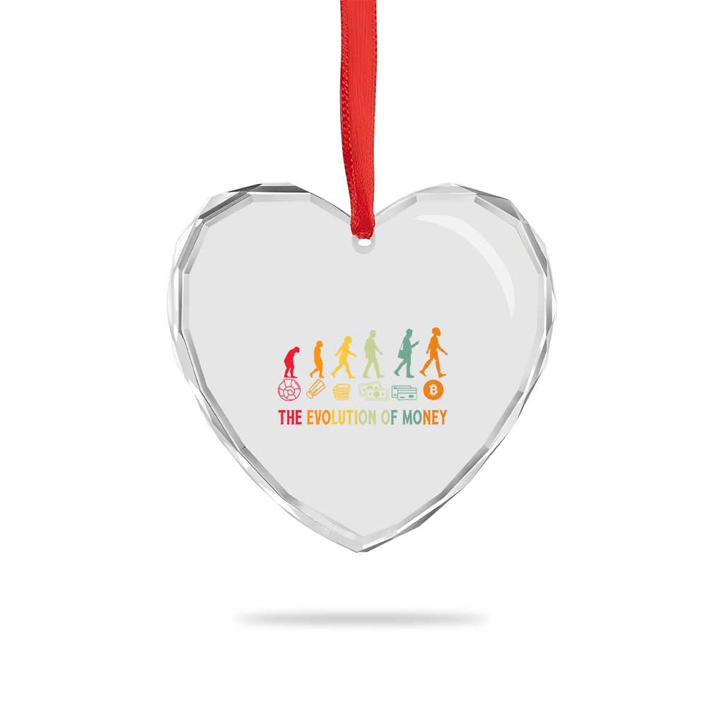 Funny Crypto Investing Heart Crystal Glass Ornament The Evolution Of Money Bitcoin BTC Cryptocurrency TS02 Print Your Wear
