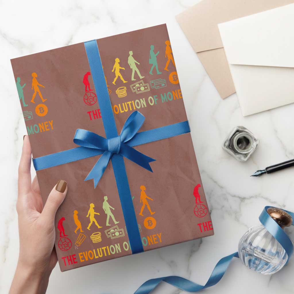 Funny Crypto Investing Wrapping Paper Roll The Evolution Of Money Bitcoin BTC Cryptocurrency TS02 Mocha Print Your Wear