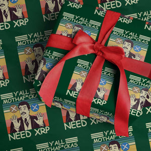 Funny Crypto Meme Wrapping Paper Roll Y'all Motha Fuckas Need XRP Cryptocurrency TS02 Green Print Your Wear