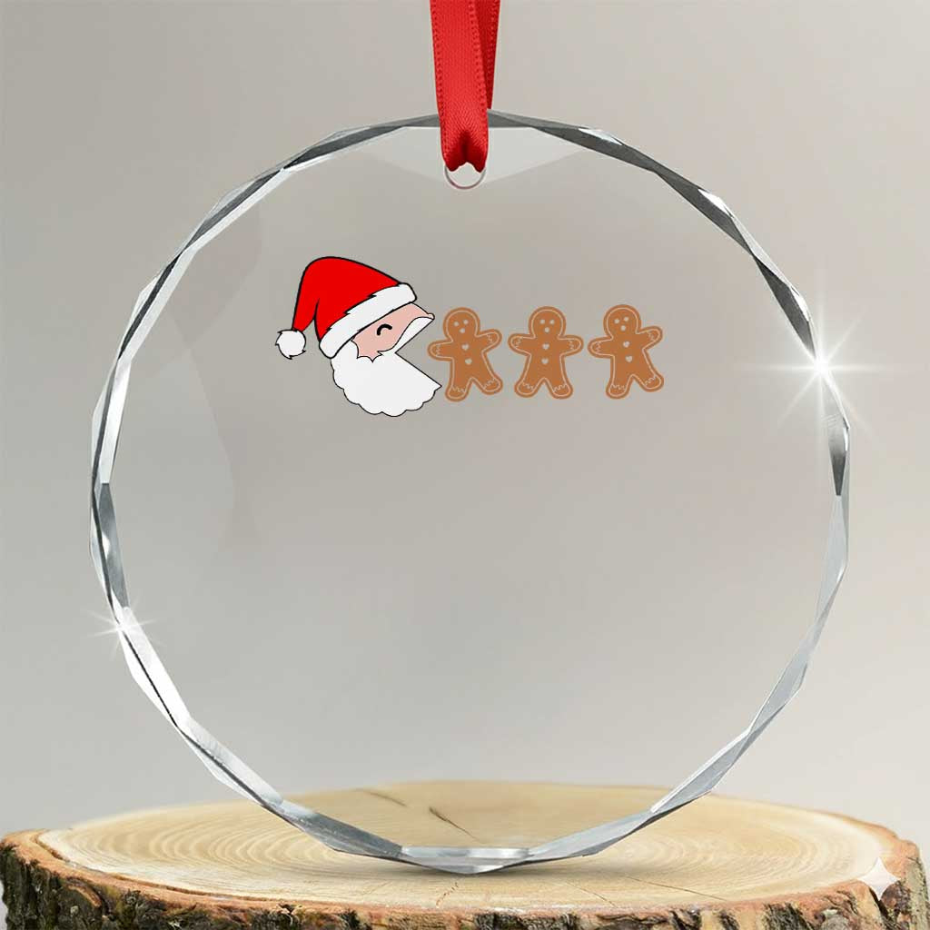 Funny Crystal Glass Ornament Santa Eating Gingerbread Men Gamer Men Women Kids TS10 Transparent Glass 3'' Circle Print Your Wear