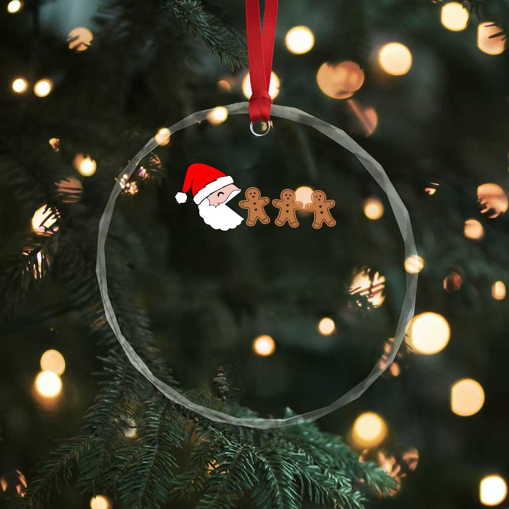 Funny Crystal Glass Ornament Santa Eating Gingerbread Men Gamer Men Women Kids TS10 Print Your Wear