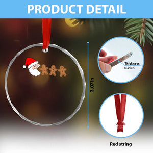 Funny Crystal Glass Ornament Santa Eating Gingerbread Men Gamer Men Women Kids TS10 Print Your Wear