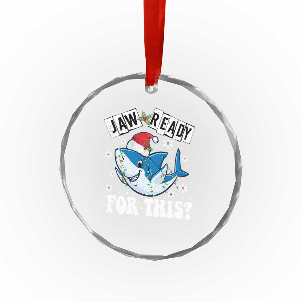 Funny Crystal Glass Ornament Sharkmas Shark Lights Red Santa Hat Jaw Ready For This TS10 Print Your Wear
