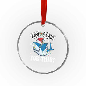 Funny Crystal Glass Ornament Sharkmas Shark Lights Red Santa Hat Jaw Ready For This TS10 Print Your Wear