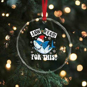 Funny Crystal Glass Ornament Sharkmas Shark Lights Red Santa Hat Jaw Ready For This TS10 Print Your Wear