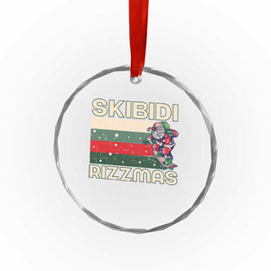 Funny Crystal Glass Ornament Skibidi Rizzmas Rizz Santa Clause Skating Board Xmas Retro Stripe TS10 Print Your Wear