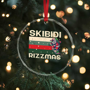 Funny Crystal Glass Ornament Skibidi Rizzmas Rizz Santa Clause Skating Board Xmas Retro Stripe TS10 Print Your Wear