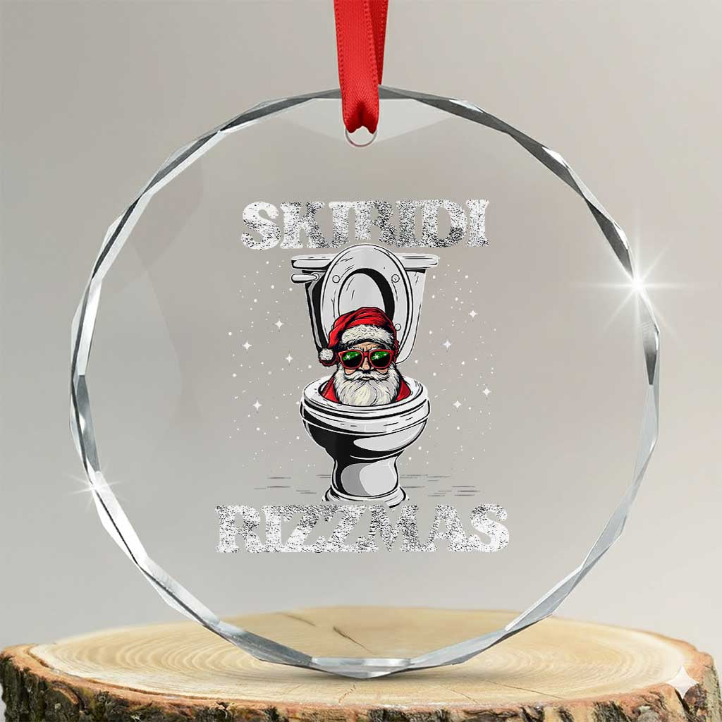 Funny Crystal Glass Ornament Skibidi Rizzmas Rizz Santa Toilet Kid Cool TS10 Transparent Glass 3'' Circle Print Your Wear