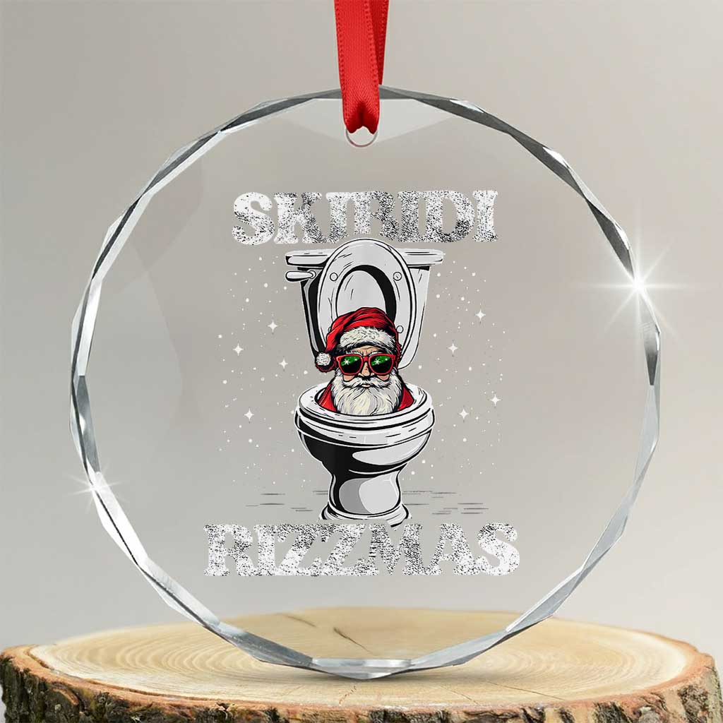 Funny Crystal Glass Ornament Skibidi Rizzmas Rizz Santa Toilet Kid Cool TS10 Transparent Glass 3'' Circle Print Your Wear