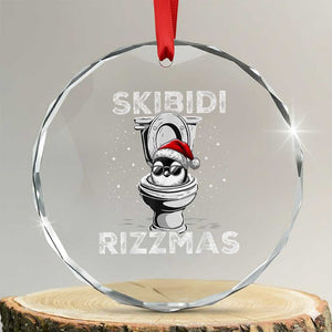 Funny Crystal Glass Ornament Skibidi Rizzmas Rizz Santa Toilet Penguin Kid Cool TS10 Transparent Glass 3'' Circle Print Your Wear