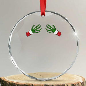 Funny Crystal Glass Ornament Women's Boob Skeleton Hand TS10 Transparent Glass 3'' Circle Print Your Wear