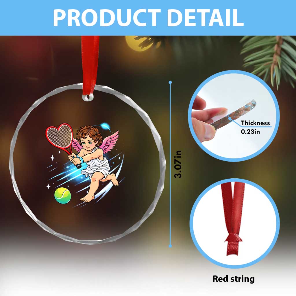 Funny Cupid Tennis Player Crystal Glass Ornament Valentines Day Gift TS12 Print Your Wear