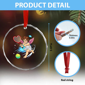Funny Cupid Tennis Player Crystal Glass Ornament Valentines Day Gift TS12 Print Your Wear