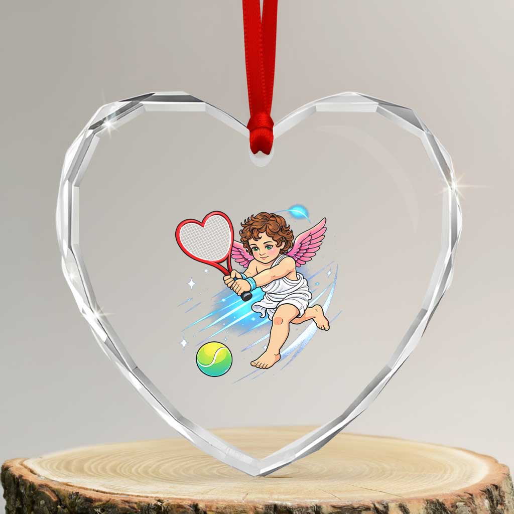 Funny Cupid Tennis Player Heart Crystal Glass Ornament Valentines Day Gift TS12 Transparent Glass 3'' Heart Print Your Wear
