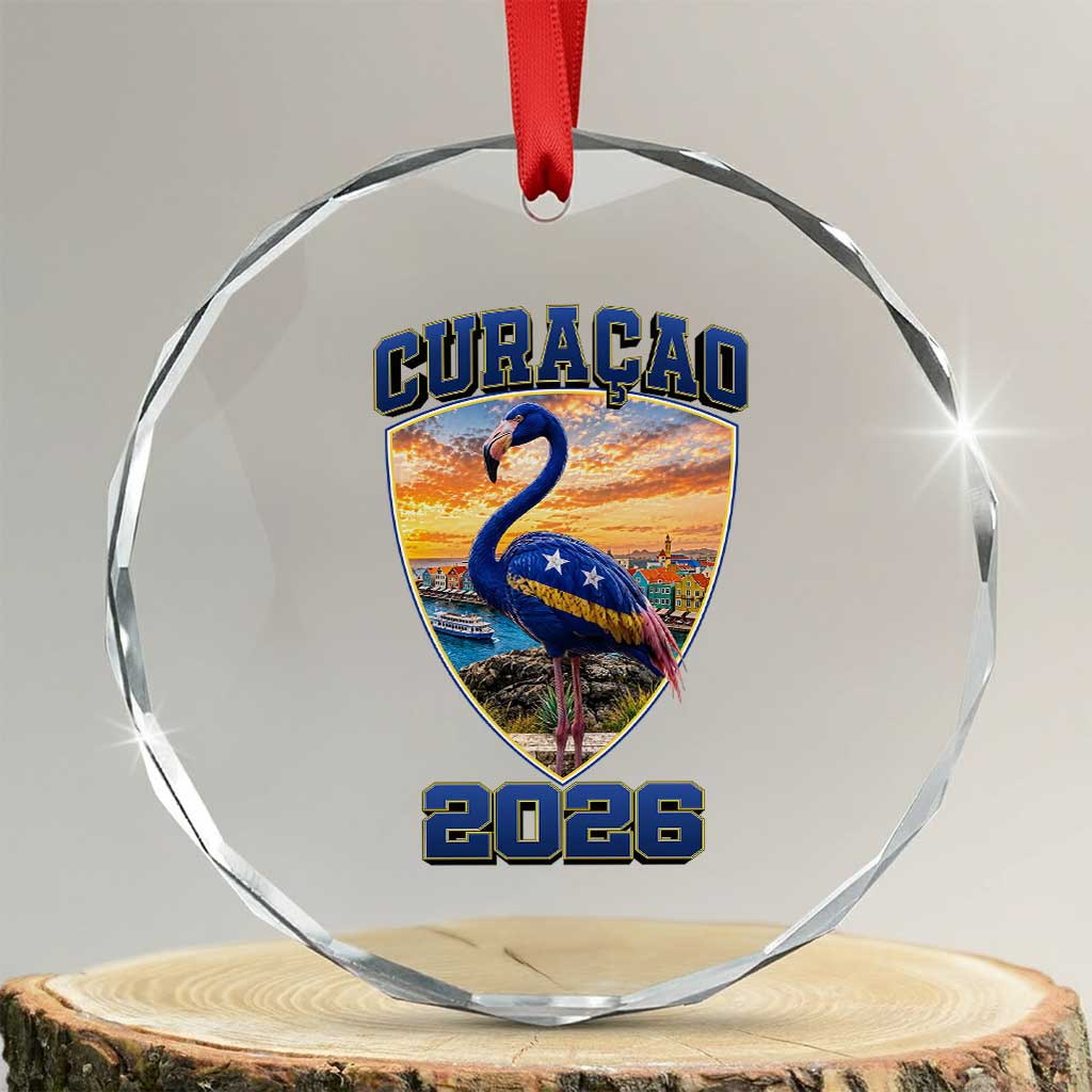 Funny Curacao Flamingo Soccer Lover Crystal Glass Ornament Caribbean Island Gift TS12 Transparent Glass 3'' Circle Print Your Wear