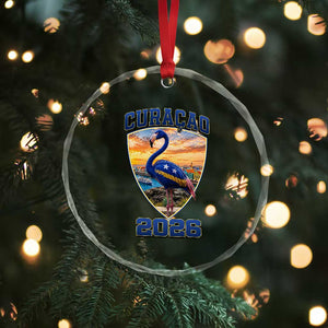 Funny Curacao Flamingo Soccer Lover Crystal Glass Ornament Caribbean Island Gift